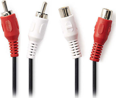 Nedis Cable 2x RCA male - 2x RCA female 10m (CAGP24205BK100)