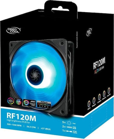 Deepcool RF 120M 5in1 Case Fan (1500rpm / 56.5cfm) με RGB Φωτισμό και Σύνδεση 4-Pin PWM 5τμχ