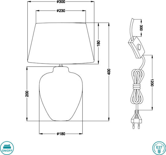 Trio Lighting Luanda Ceramică Lampă de masă pentru Soclu E27 cu Abajur Negru și Bază Argintiu