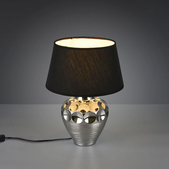 Trio Lighting Luanda Керамична Настолна лампа за Цокъл E27 с Черен Абажур и Сребрист Основа Trio Lighting Luanda Керамична Настолна лампа за Цокъл E27 с Черен Абажур и Сребрист Основа
