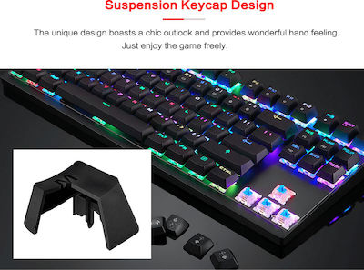 Motospeed K82 Гейминг Механична Клавиатура Без ключове с Outemu Blue суичове и RGB подсветка (Гръцки) Черен