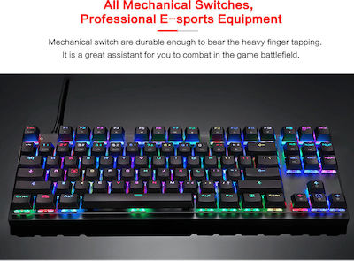 Motospeed K82 Гейминг Механична Клавиатура Без ключове с Outemu Blue суичове и RGB подсветка (Гръцки) Черен