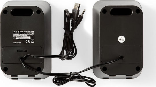Nedis GSPR20020BK Ηχεία Υπολογιστή 2.0 με RGB Φωτισμό και Ισχύ 30W Μαύρα