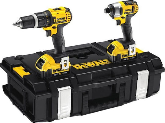Dewalt Set Drill Driver & Impact Screwdriver 18V with 2 Batteries 4Ah and Case