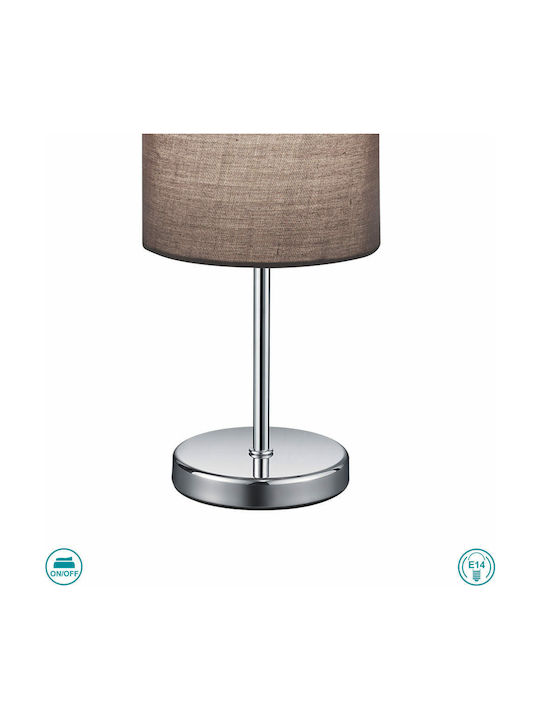 Trio Lighting Jerry Metal Table Lamp for Socket E14 LED with Gray Shade and Silver Base
