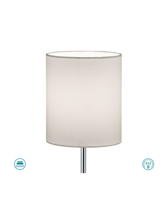 Trio Lighting Jerry Metal Table Lamp for Socket E14 LED with White Shade and Silver Base