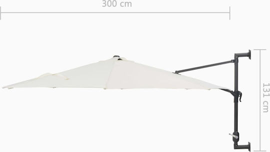 Wall Mounted Circular Metal Ecru Parasol Φ3m