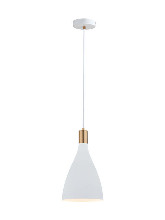 Viokef Lamas Pendant Light White Bell with Socket E27 19x190cm