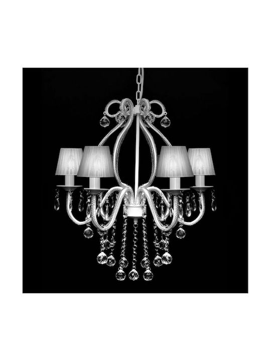 vidaXL Candelabru 6xE14 Ø54.5cm cu căciulițe Alb 60338