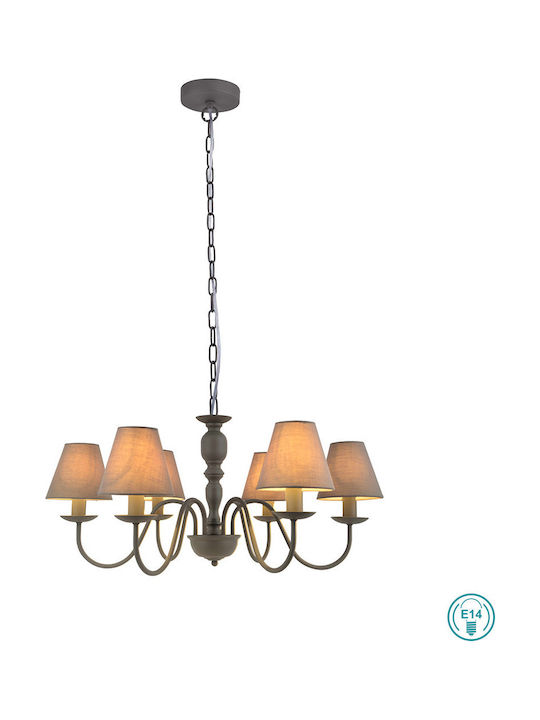 Viokef Fatima Πολυέλαιος 6xE14 Ø73cm με Καπέλα Καφέ 4163600