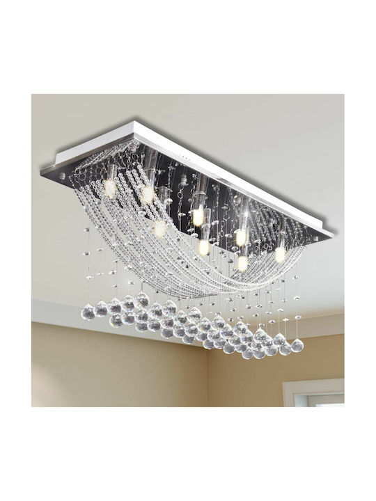 vidaXL Chandelier with Crystals Silver 29cm 241391