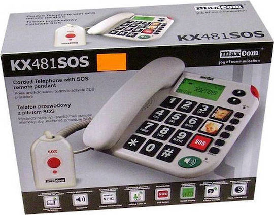 MaxCom KXT481 SOS Office Corded Phone for Seniors White