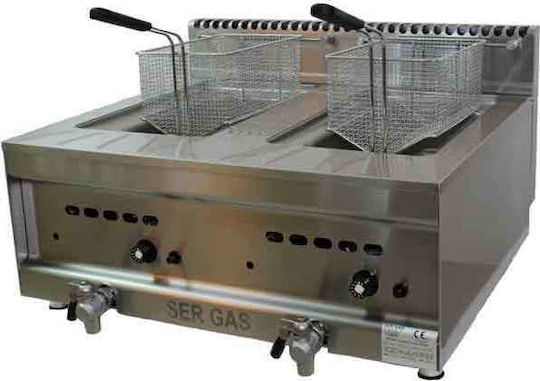 Sergas Fryer Gas Double 14kW Capacity 2x5lt 75x65x44cm GF20