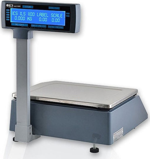ICS ILS-1100 Ηλεκτρονική Ζυγαριά Λιανικής με Κολώνα και Δυνατότητα Εκτύπωσης Ετικετών με Ικανότητα Ζύγισης 30kg και Ακρίβεια 10gr