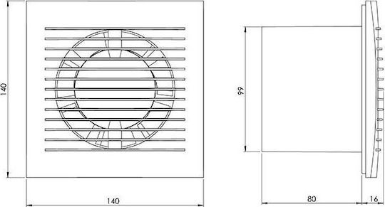 Europlast De perete Ventilator de Baie 100mm Alb