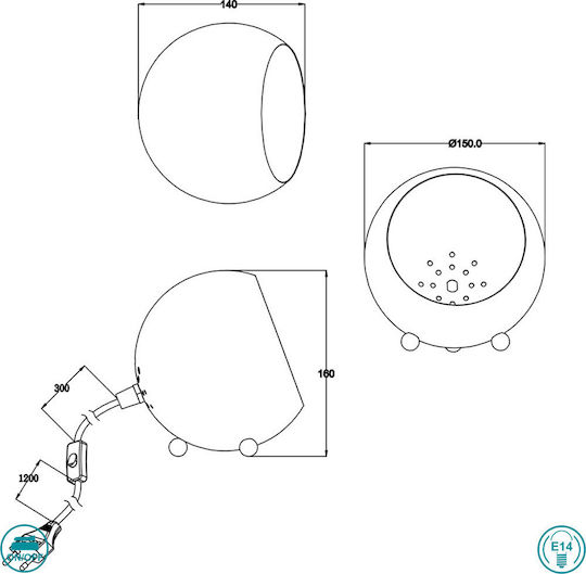 Trio Lighting Διακοσμητικό Φωτιστικό Billy E14 15x14x15εκ.