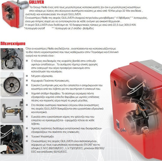 Riello Gulliver RG 0.1 Single-Stage Petroleum Boiler Burner 35.6kW