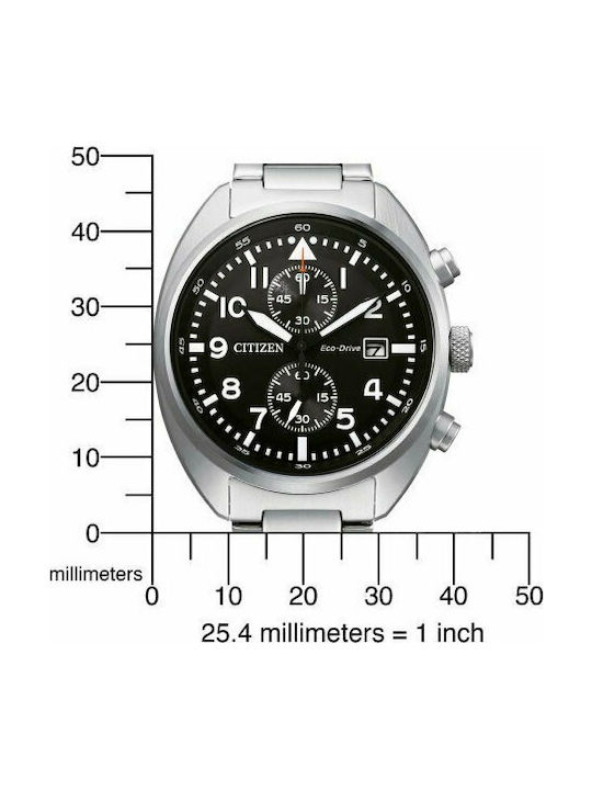 Citizen Ανδρικό Ρολόι 41mm Χρονογράφος Μπαταρίας με Ασημί Μεταλλικό Μπρασελέ