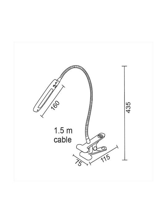 Aca LED Bürobeleuchtung mit flexiblem Arm 9.5x43.5cm und Clip in Rosa Farbe