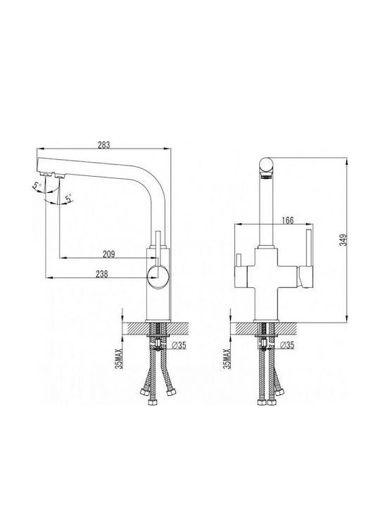 Karag Praxis Kitchen Faucet Counter Silver