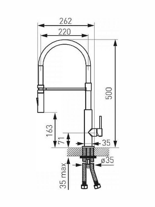 Karag Libretto 1003 Висока Кухненски Смесител Настолен Inox Черна