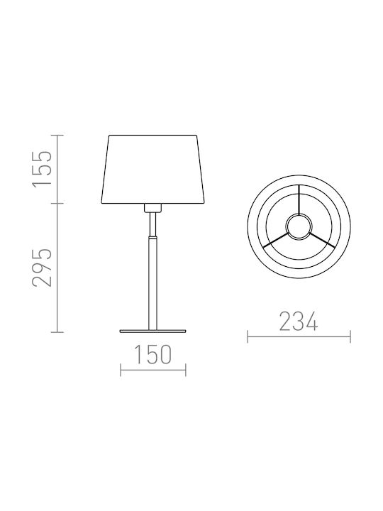 Rendl Light Studio Broadway Table Metal Table Lamp for Socket E27 with White Shade and Silver Base