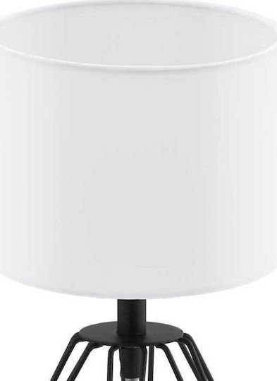 Eglo Metal Table Lamp for Socket E14 with White Shade and Black Base