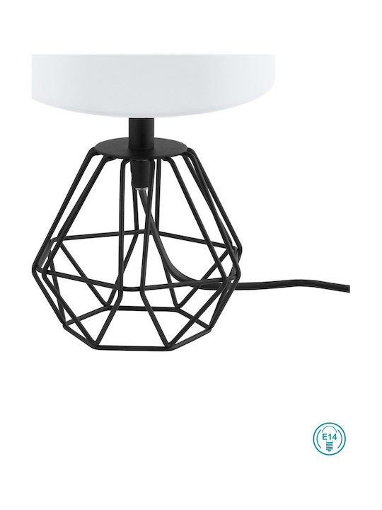 Eglo Metal Table Lamp for Socket E14 with White Shade and Black Base