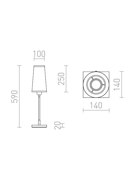 Rendl Light Studio Lulu Table Metall Tischlampe für Fassung E27 mit Schwarz Schirm und Basis