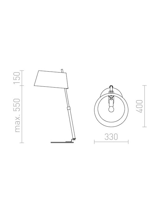 Rendl Light Studio Ritzy Table Metal Lampă de masă pentru Soclu E27 cu Abajur Negru și Bază