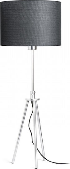 Rendl Light Studio Gardette Table Μεταλλικό Πορτατίφ για Ντουί E27 με Μαύρο Καπέλο και Ασημί Βάση