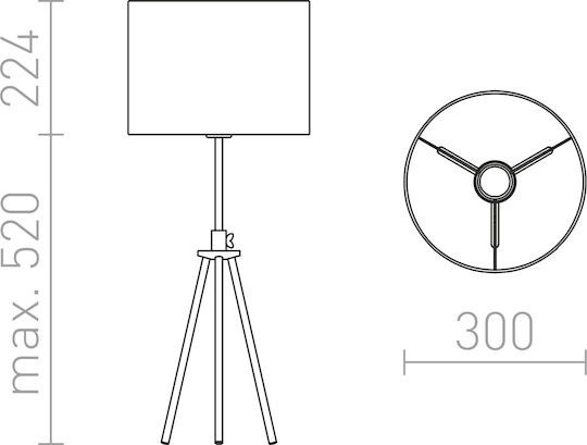 Rendl Light Studio Gardette Table Metal Table Lamp for Socket E27 with Black Shade and Silver Base