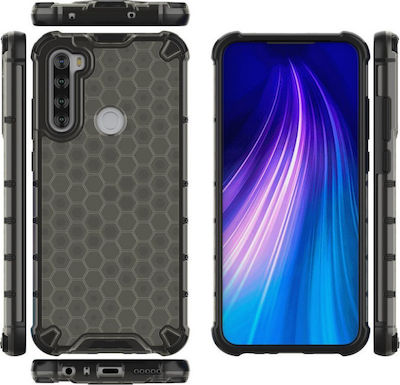 Hurtel Honeycomb Silicone Back Cover Durable Black (Redmi Note 8T)