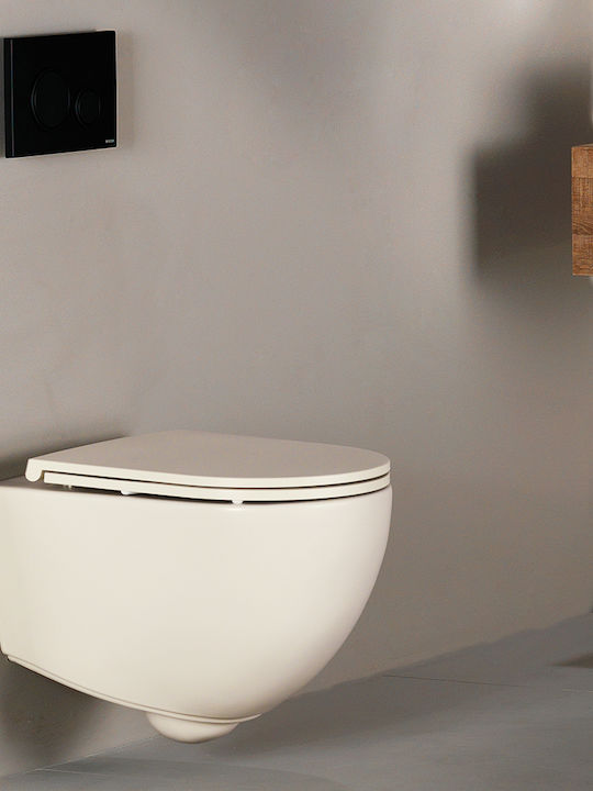 Bianco Ceramica Lenta Wandhängende Toilette mit Schlank Deckel Sanftes Schließen Elfenbein