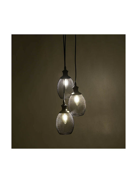 Inart Pendant Light Three-Light for Socket E14, E.14 Black