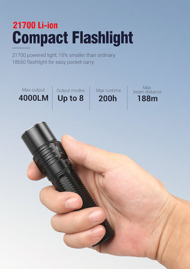 Klarus Wiederaufladbar Taschenlampe LED IPX8 mit maximaler Helligkeit 4000lm