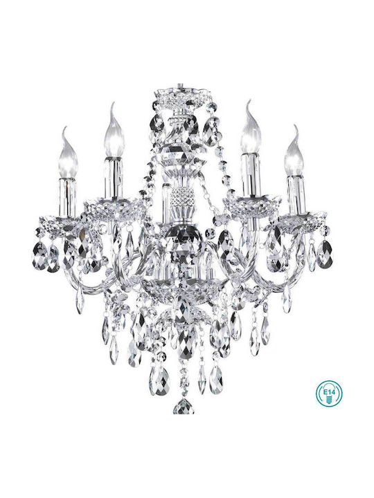 Trio Lighting Luster Chandelier Candlestick 5xE14 Transparent 52cm R1107-06