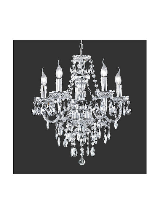 Trio Lighting Luster Chandelier Candlestick 5xE14 Transparent 52cm R1107-06