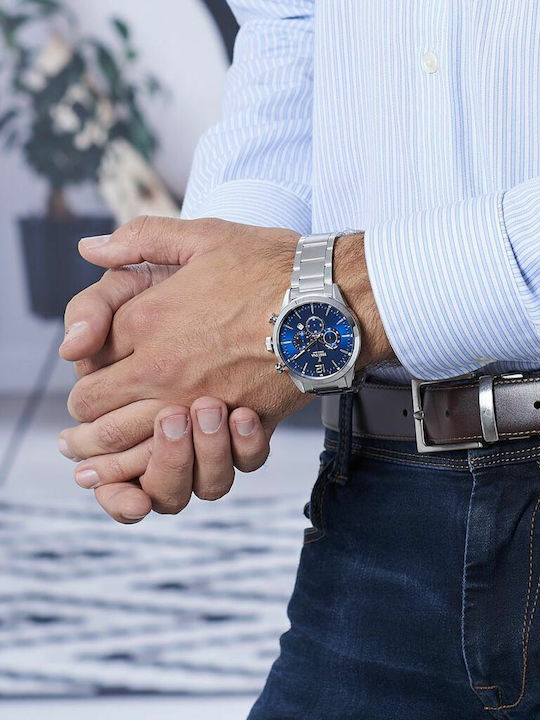 Festina Ceas Barbati 44mm Cronograf Baterie cu Brățară Din Metal Argintie
