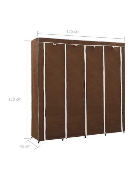 vidaXL Stoffschrank mit Reißverschluss und Regalen in Braun Farbe 175x45x170cm
