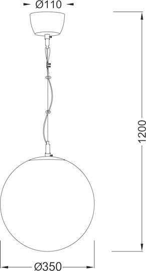 Aca Luna Κρεμαστό Φωτιστικό Λευκό Μπάλα με Ντουί E27 35x35εκ.