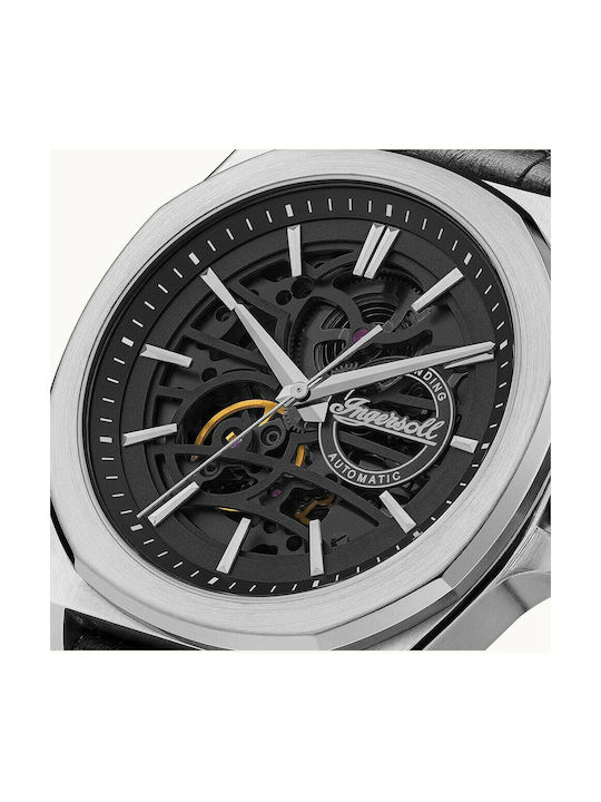 Ingersoll Orville Uhr Chronograph Automatisch mit Schwarz Lederarmband