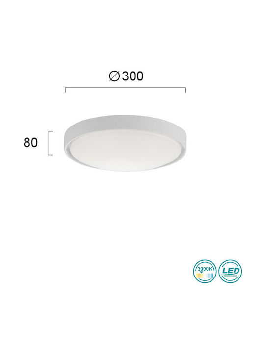Viokef D300 Yara Rund Draußen LED Panel 18W mit Warmes Weiß Licht 3000K