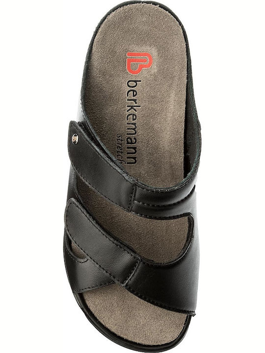 Janna Leather Women's Flat Sandals Anatomic in Black Color