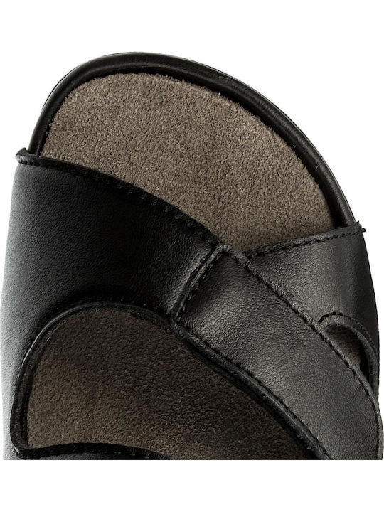 Janna Leather Women's Flat Sandals Anatomic in Black Color