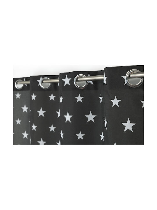Mc Decor Κουρτίνα με Τρουκς Stars Μαύρη 140x240εκ.