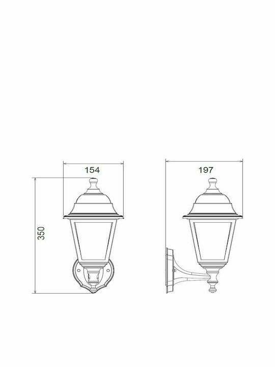 Aca Felinar de exterior montat pe perete E27 IP44 19.7x35x35εκ.