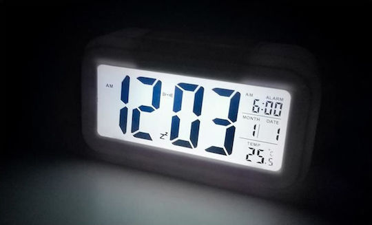 Επιτραπέζιο Ψηφιακό Ρολόι LED Πλαστικό με Ξυπνητήρι Λευκό 6484