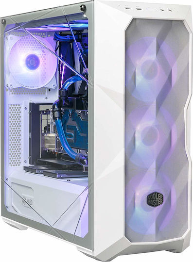 CoolerMaster Masterbox TD500 Mesh Gaming Midi Tower Κουτί Υπολογιστή με Πλαϊνό Παράθυρο και RGB Φωτισμό Mesh White w/ Hub