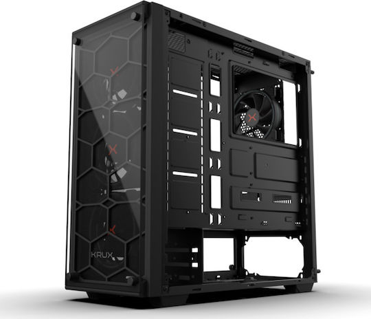 Krux Leda Gaming Midi-Turm Computergehäuse mit Seitenfenster und RGB-Beleuchtung Schwarz